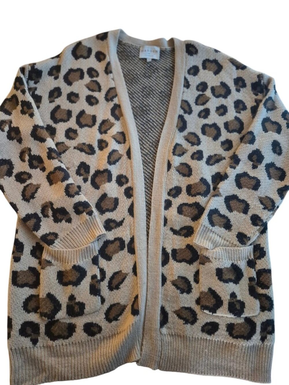 Hayden Leopard Print Open Front Sweater Cardigan S/M